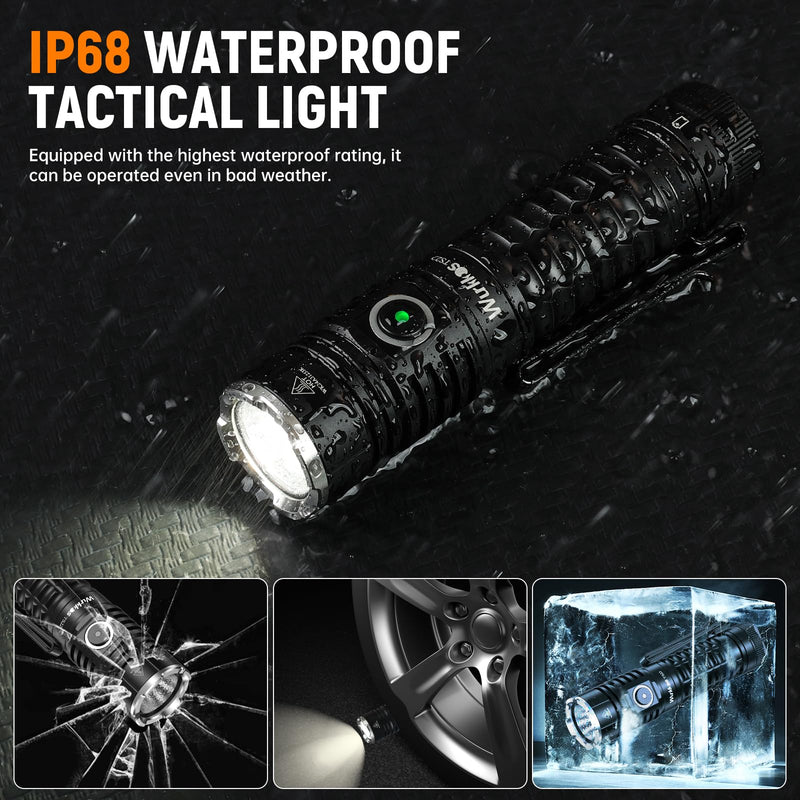 Wurkkos TS22 Flashlight High Lumen Rechargeable - 4800 Lumens Super Bright 70.3 HI LED Flashlight USB C Charging IP68 Waterproof Regulated Output for Dog Walking Ramping Emergency Hiking 70.3 HI 5000K