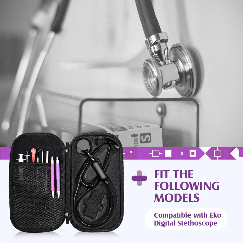 1 Pack Digital Stethoscope Case, 13.19 x 7.48 x 1.77 Inches Large Carrying Case Compatible with Digital or Cardiology Stethoscope (Purple) Purple