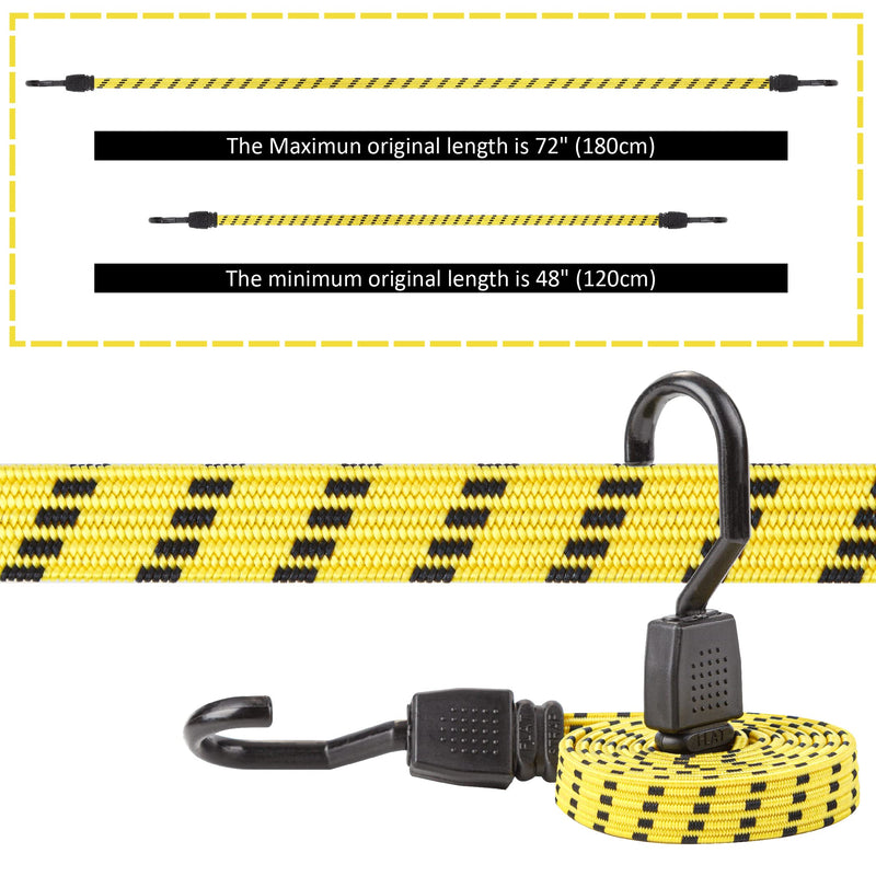 CARTMAN Ultra 48" Black/Yellow Flat Bungee Cord, 4pk x 48" 4