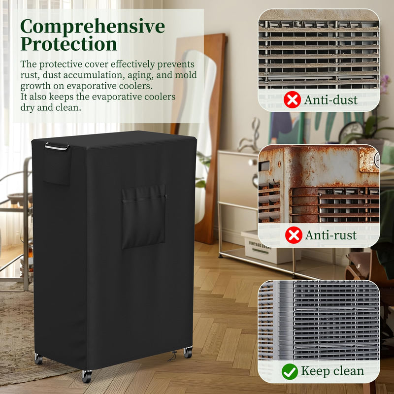 Evaporative Cooler Cover for Hessaire MC37M/MC37V 3100CFM,Outdoor Heavy Duty Waterproof Swamp Cooler Covers for AC Unit Protection,25"L x 18"W x 37"H,Black 25"L x 18"W x 37"H