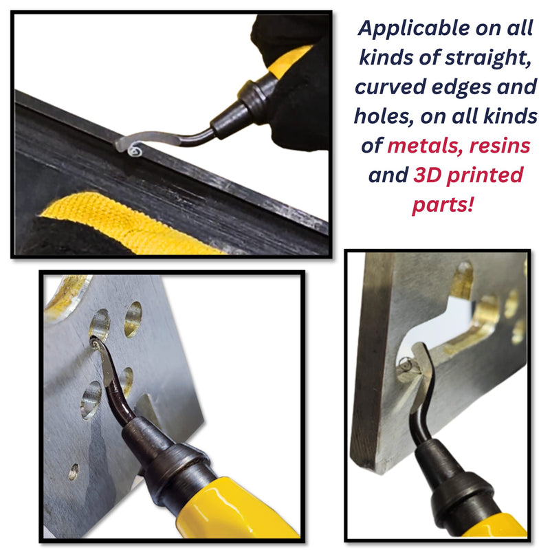 Deburring Tool [Yellow] – 1/2” C Burr Set 3 with 31 HSS Deburring Blades, Works on Metal, Resin, 3D Printing Plastic, PVC, Iron, Copper, Brass