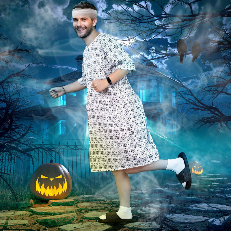 Patient Gown Party Costume Set for Adult Hospital Gown Funny Butt Shorts for Halloween Cosplay Party Men Women Medium