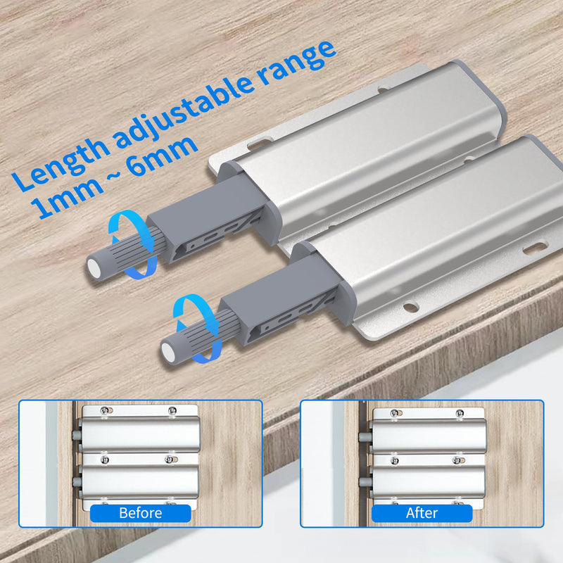 6 Pcs Magnetic Push Latch Catch for Cabinet Door, Push to Open Door Latch, Heavy Duty Double Cabinet Magnetic Catch for Cabinet Drawer Door Press Out Closure Cabinet Hardware 6 Pcs Double Magnetic Push Latch
