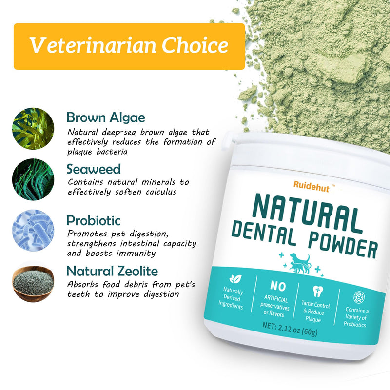 Rruidehut Natural Dental Powder and Dental Finger Wipes, Dental Powder Contains Probiotics that Solve Bad Breath Through Internal Digestion, Finger Wipes Remove Plaque and Tartar from The Surface.