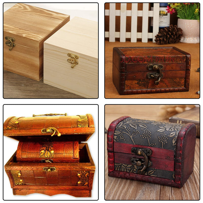 10 Pcs Antique Latch Hook, Antique Jewelry Box Latch, Antique Right Latch Hook with Screws for Wood Jewelry Box Toolbox Suitcase Case (Gold) 10 Pieces Gold