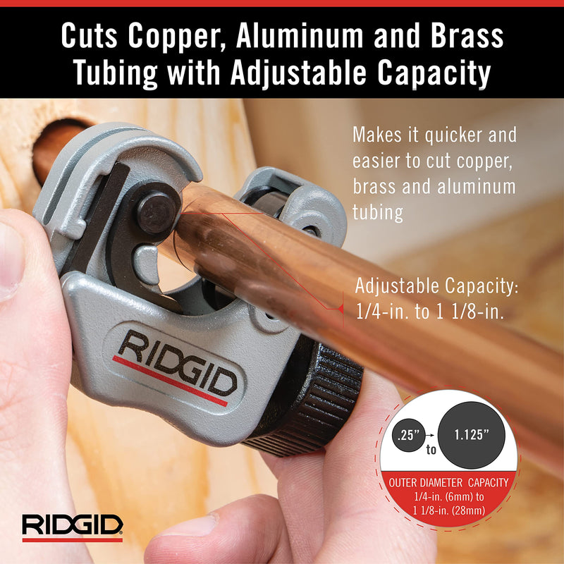 RIDGID 32573 Model 118 2-in-1 Close Quarters AUTOFEED 1/4" to 1-1/8" Metal Tubing Compact Cutter, Silver/Black 13 x 6.75 x 2 inches Pliers