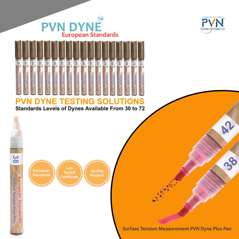 PVN TECHNO SYSTEMS LLP PVN DYNE Pen 38 & 42 Dynes/cm [Popular Value Pack] for Surface Tension-Treatment Measurement,Pack of 2, Reddish Pink