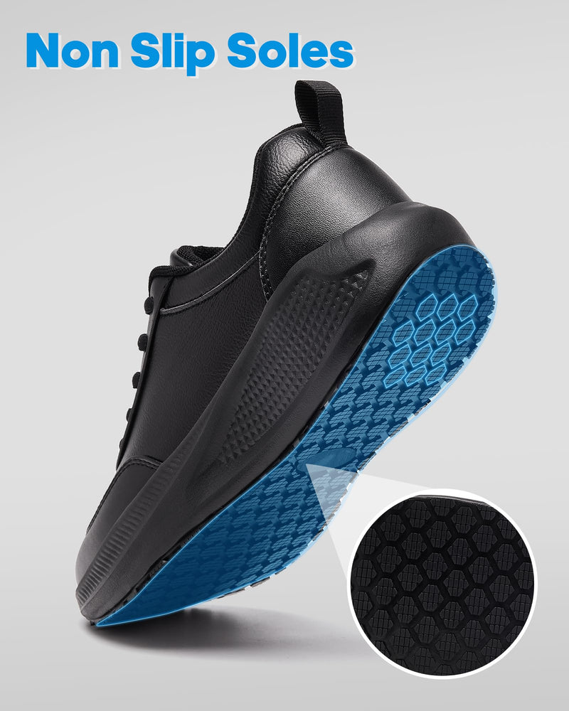 Non Slip Work Shoes for Women Black Food Service Slip Resistant Shoes Waterproof Kitchen Chef Walking Sneakers Nursing Standing All Day 6.5