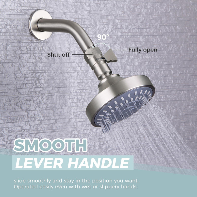 Shower Head Shut off Valve, Brass Water Flow Restrictor with Lever Handle, Brushed Nickel