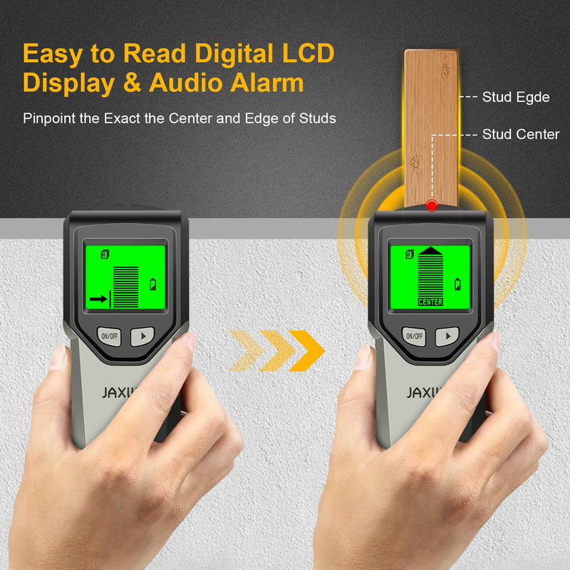 Stud Finder Wall Scanner - 5 in 1 Stud Finder Tool w/Smart Chip and HD LCD Display, Stud Detector Beam Finders for the Center and Edge of Wood AC Wire Metal Studs Joist Pipe (‎Silver Plate) ‎silver Plate