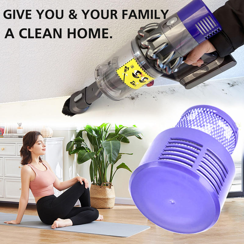 Replacement V10 Filters for Dyson V10 Cyclone Series, V10 Absolute, V10 Animal, V10 Total Clean, SV12, Replace Part No. 969082-01, 3 Pack Filters and 1 Clean Brush