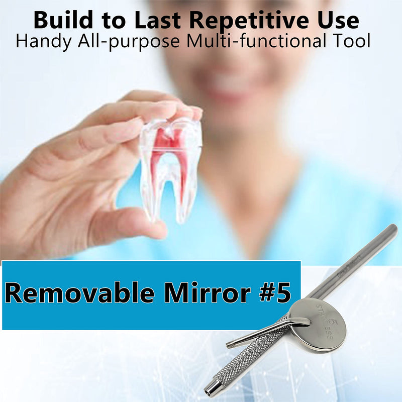 Stainless Steel Dental Mirror #5 with Handle 6.5", Dentist Tool for Teeth Cleaning Inspection