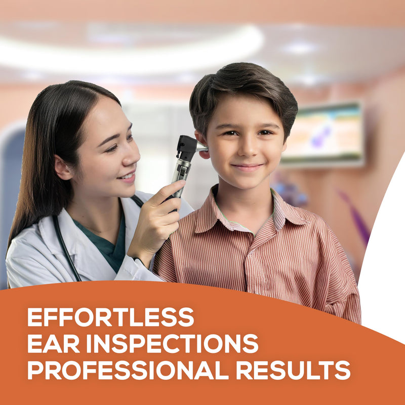 Otoscope with Light - Premium Otoscope Set with Fiber Optic Illumination - Ear Infection Detector - Comprehensive Ear Scope for Examination at Home - Black