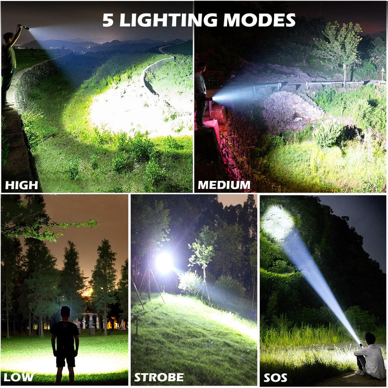 Rechargeable LED Flashlights High Lumens, 990000 Lumens Super Bright Flashlight with 5 Modes & Waterproof, Powerful Handheld Flashlight for Camping Emergencies Rust