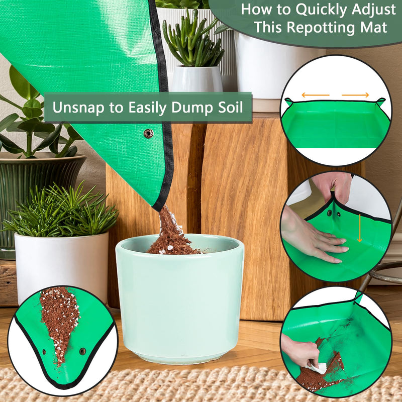 Herda 29.5" x 29.5" Potting Mat for House Plants Transplanting and Control Mess,Portable Gardening Mat Thick Foldable Indoor Portable Tray Succulent Planting Potting Mat Garden Gifts for Women Men Medium 29.5" X 29.5" Green