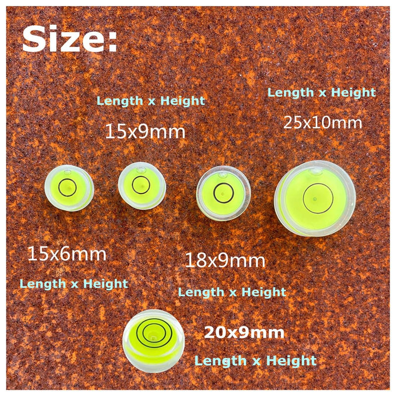 5Pcs Small Circular Double Sided Adhesive Bubble Spirit Levels for Work shop, Speakers, Phonograph, Tripod, Turntable, Automount Telescope, Drill, Etc. (25x10mm) 25x10mm