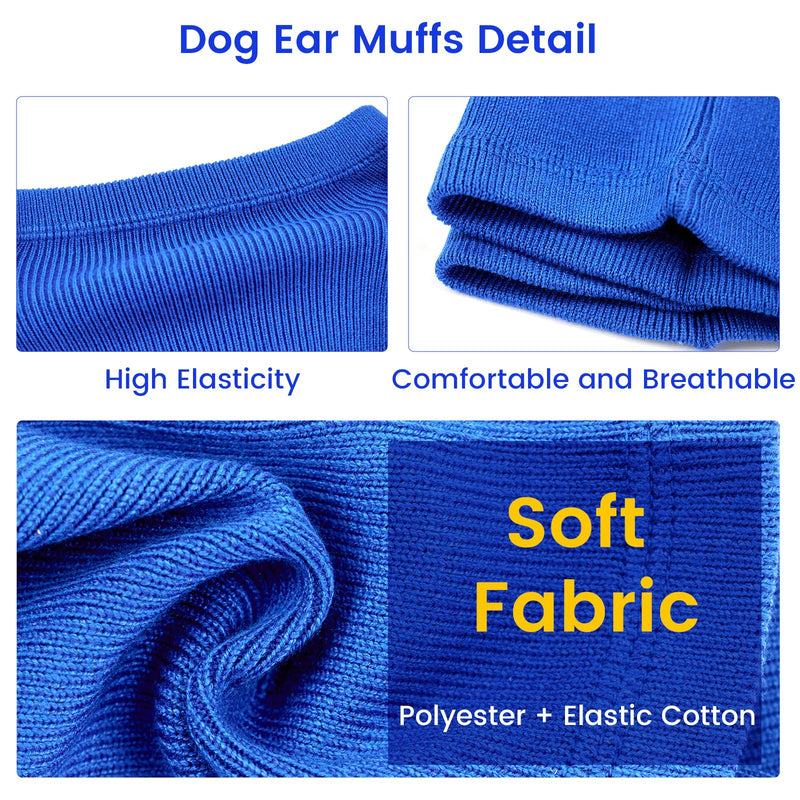 Quiet Dog Ear Muffs 1Pack, Anxiety Relief & Dog Ear Muffs Noise Protection for Grooming, Bathing, Fireworks, and Thunder – Soft Elastic Head and Ear (Medium, Blue) Medium