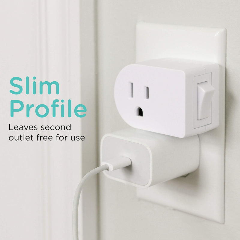 Cordinate Grounded Outlet On/Off Power Switch, 3 Prong, Plug in Adapter, Easy to Install, For Indoor Lights and Small Appliances, Energy Saving, White, 49968, 1 Pack