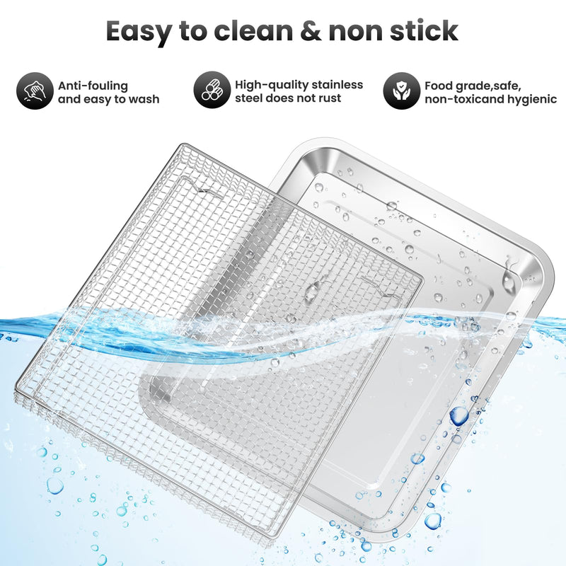 Stainless Steel Baking Tray Pan and Air Fryer Basket Compatible with Cuisinart Airfryer TOA-060 and TOA-065 and TOA-070 (with Cuisinart TOA-060 and TOA-065) with Cuisinart TOA-060 and TOA-065