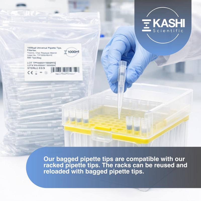 Kashi Scientific 1000uL Universal Filter Pipette Tips, 1ml Sterile Bulk Clear Pipet Tips with Graduation, Low Binding, DNase RNase Free [1000ul Filter, 500pcs] 1000uL, 500pcs