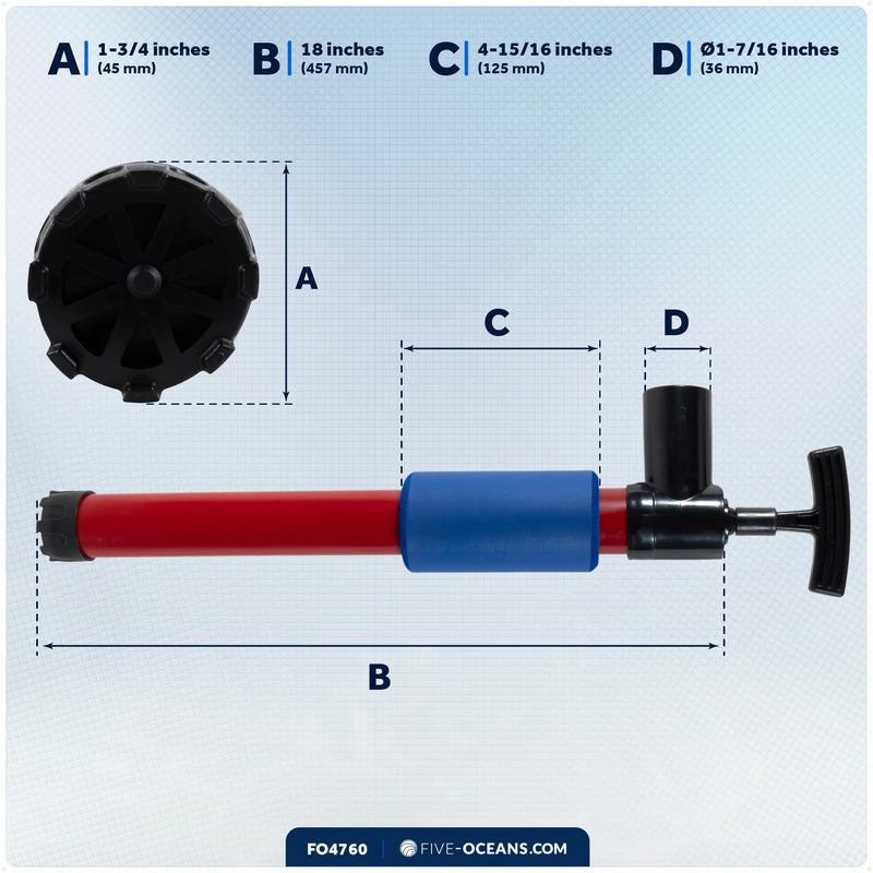 Five Oceans Manual Bilge Pump - 18-Inch Hand Bilge Pumps for Boats, Canoe, Kayak, Small Boat, Dinghies - FO4760