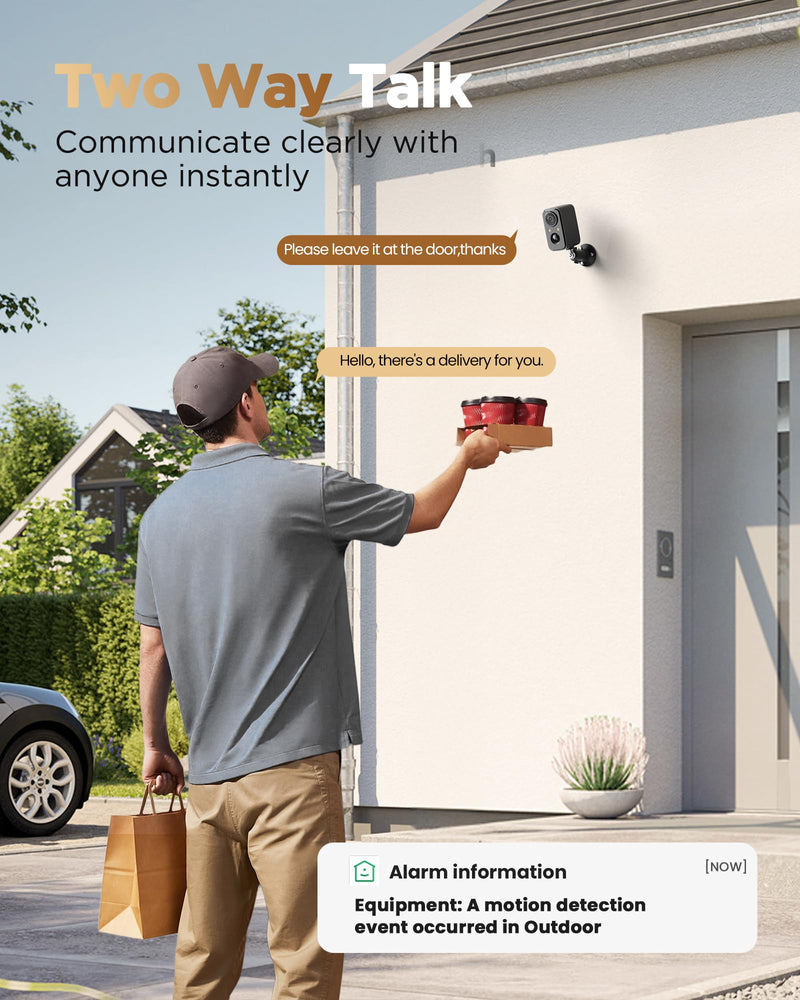 Security Cameras Wireless Outdoor Battery: 2K WiFi Camera Indoor for Home Security System - House Cameras with Motion Sensor - Support SD Card/Cloud Storage