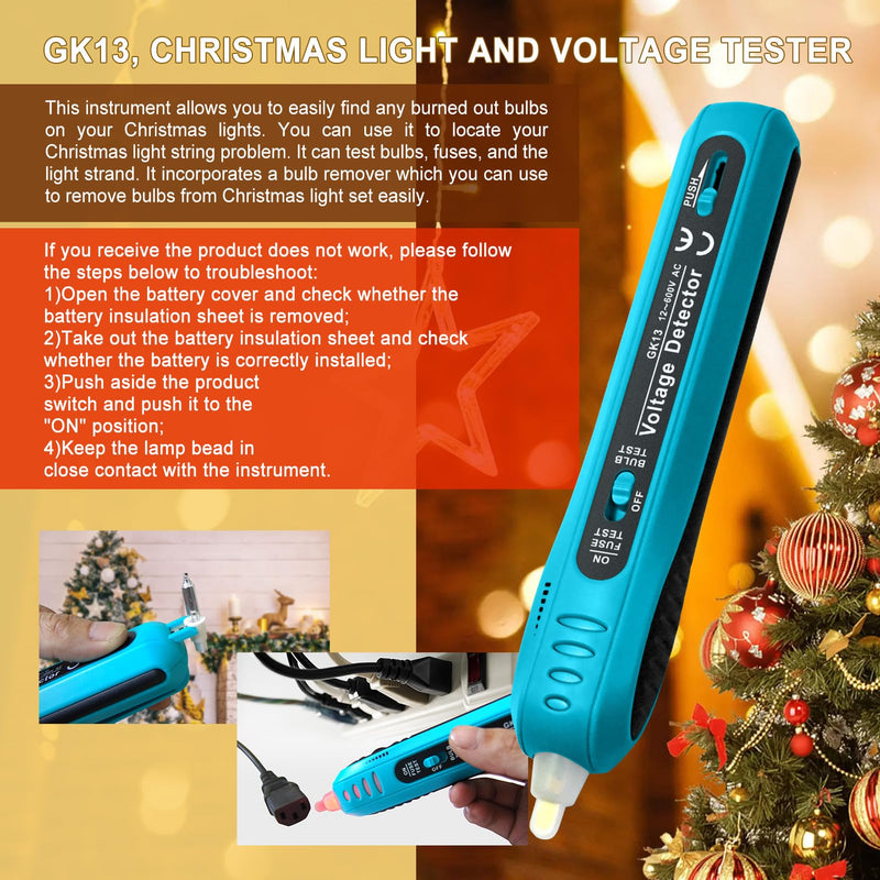 allsun Non-Contact Voltage Tester for Christmas Light Repairing Tool Not LEDs Light String 12-600V AC