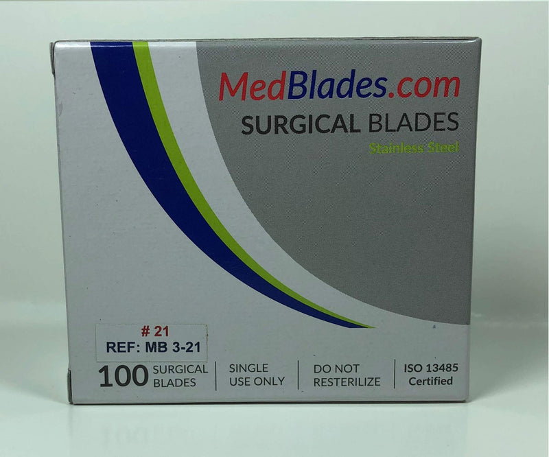 MedBlades Box of 100 Each Stainless Steel Blades, Sterile, Individually Foil Wrapped. Dental, Surgical, Hobby, Craft & More (# 16) # 16