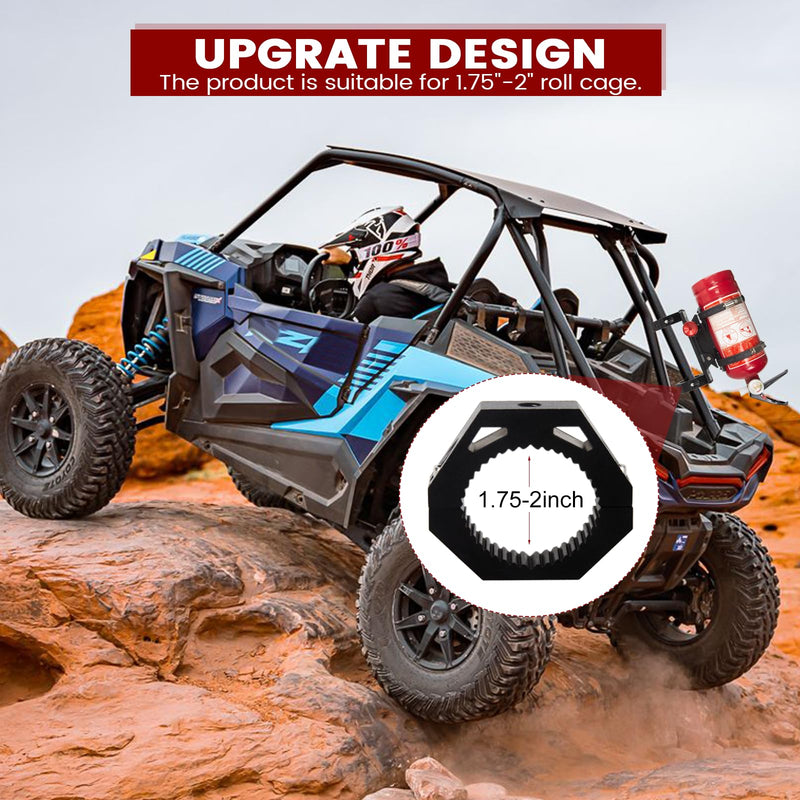 UTV Fire Extinguisher Mount Kit - Quick Release Fire Extinguisher Mounting Bracket Adjustable 1.75'' to 2'' Roll Bar Aluminum Alloy Heavy Duty for Polaris RZR Ranger Can-Am Maverick ATV Style 2