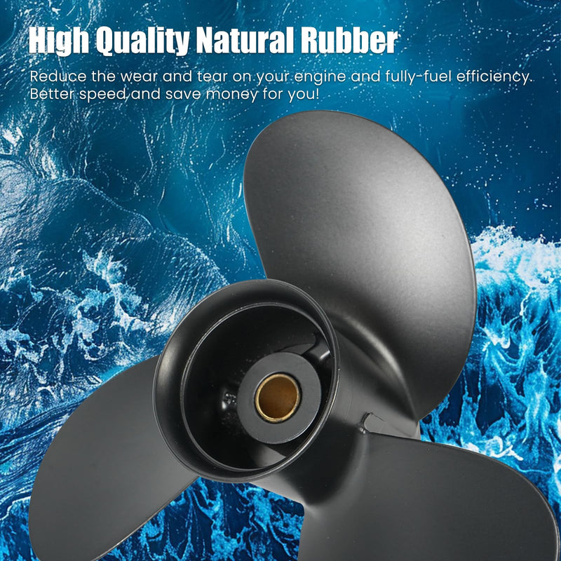 Upgrade OEM Aluminum Boat Outboard Propeller for Tohatsu Engines 8-9.8 HP,12 Spline Tooth,8.5x7.5 8.5x9 8.5x9.5 8.9x8.5,RH