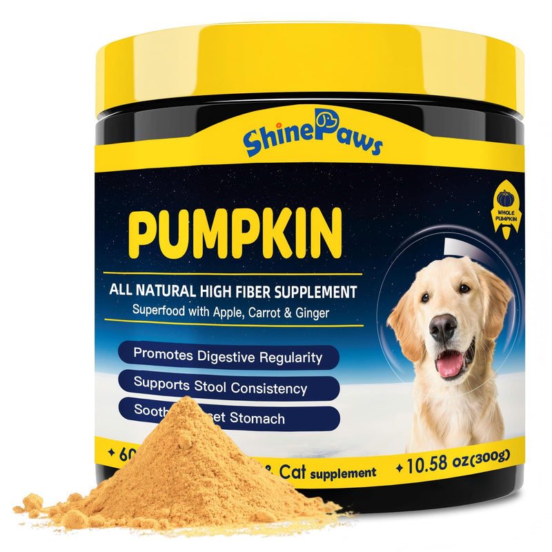 Pumpkin for Dogs and Cats - Pumpkin Powder to Make Puree, Natural Fiber for Dogs with Apple, Carrot, Ginger, Promote Regularity, Support Digestion, Diarrhea, Constipation, 60 Scoops