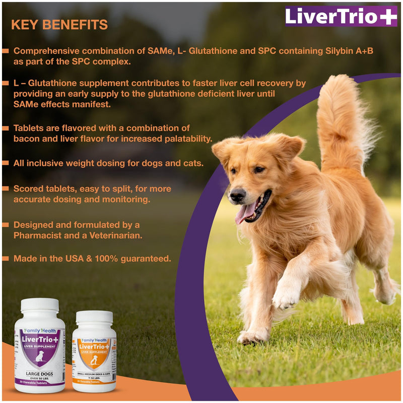 Comprehensive Liver Support Supplement for Smaller Dogs. Flavorful Chewable Tablets Combining Same, SPC, Silybin A+B, + Glutathione 30Ct (Small - Medium) Small - Medium (1 Pack)
