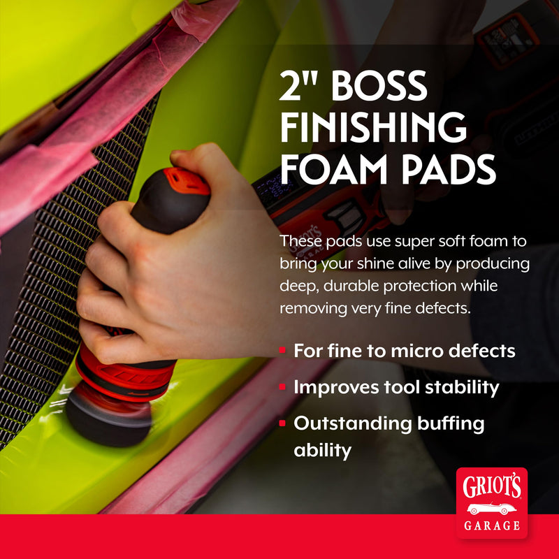 Griot's Garage BOSS 2” Finishing Foam Pads for Car Polishing and Detailing, Buffing Pads for Light Scratch Removal, Auto Wax, and Sealant Application, Set of 4 2 Inch Pads (Set of 4)