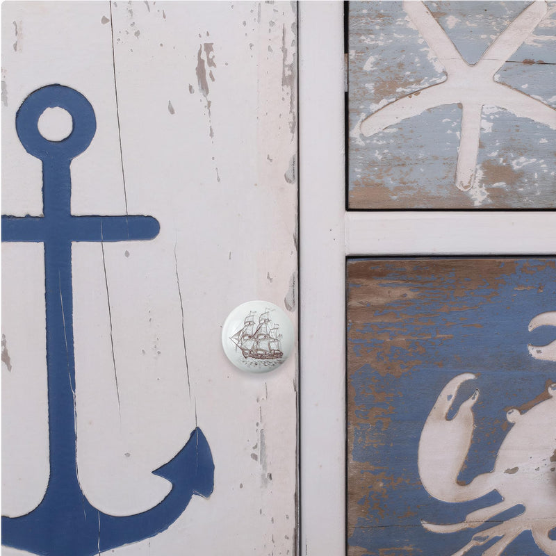 Set of 6 Ceramic Starfish Nautical Beach Coastal Themed Kitchen Cabinet Drawer Pulls and Knobs 1.5 X 1.5 Inches