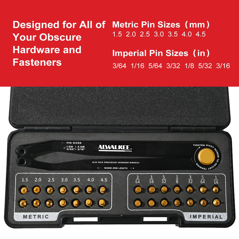 28-Piece Adjustable Pin Spanner Wrench Set | Universal 28pc variable pin spanner wrench set for hydraulic cylinders, coilovers, shock adjustment & industrial locknuts Black 28PCS