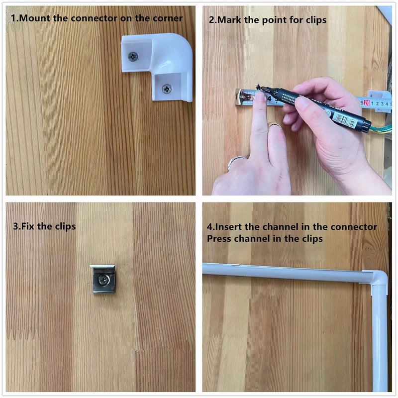 8-Pack 16MM Wide V Shape LED Strip Channel 90 Degree White Connector,Under Cabinet 45 Curved Cover profile Corner Kit,Inner Right Angle Turning link Solution With Mounting Kit (White)