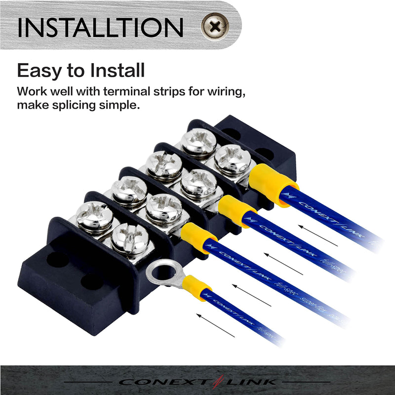 Conext Link RTV-38Y25 Vinyl Ring Terminal 25 Pack (3/8" Stud, Yellow 12-10 Gauge) 3/8" Stud