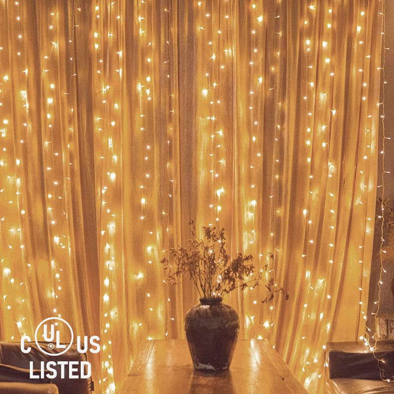 Twinkle Star 300 LED Curtain String Lights, 8 Modes Plug in Fairy Lights for Bedroom,Wedding,Party,Birthday, Hanging Twinkle Light for Indoor Outdoor Wall Window Backdrop Decoration, Warm White *Warm white