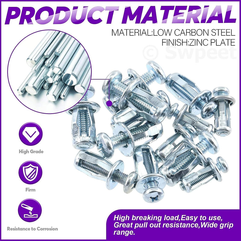 80 PCS Expansion Screw Petal Nut, M4-20, M4-25, M5-25, M6-25 Petal Shape Metal Nut, Jack Nuts with Screws for Installation License Plates, Hollow Wall Iron Skin Line, Billboards (Assortment) (80PCS) 80PCS