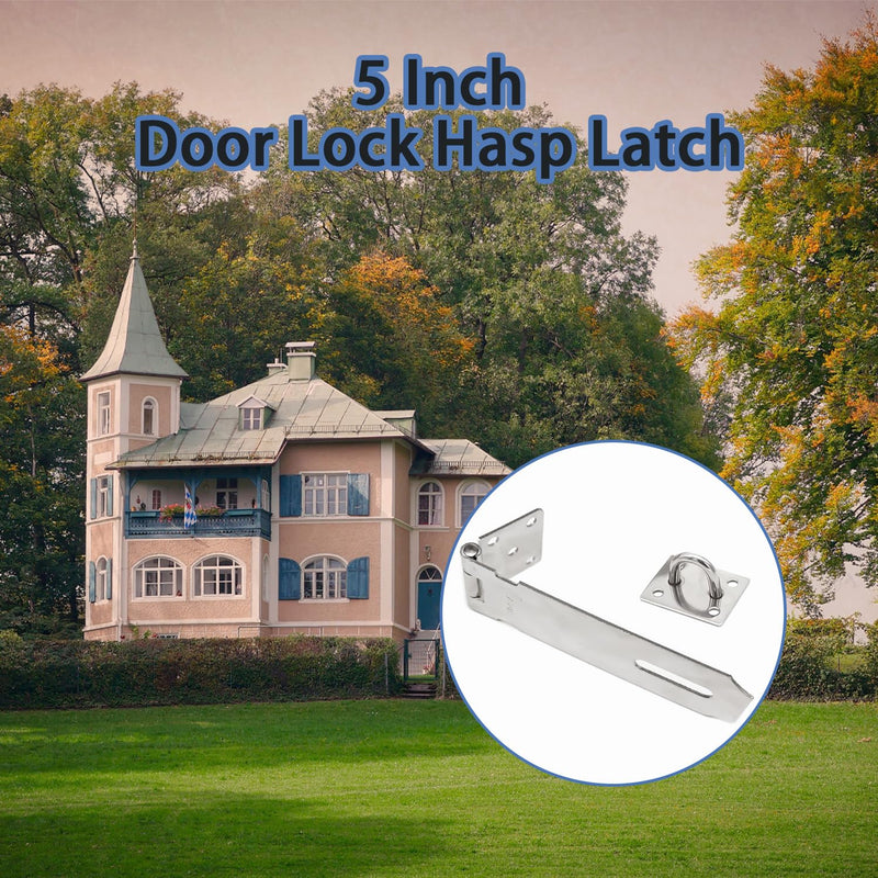 3PCS 5Inch Door Lock Hasp Latch Stainless Steel Safety Padlock Latches Hardware Extra Thick Hasp Lock Latch with Screws for Doors, Cabinets, Closets,.etc Silver