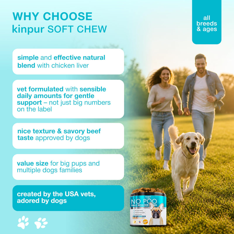 No Poo Chews for Dogs – Stool Eating Deterrent for Dogs with Probiotics & Digestive Enzymes – Coprophagia Deterrent for Dogs, Dog Gut Health Probiotics & Freshen Breath Support – 120 Bites Blue
