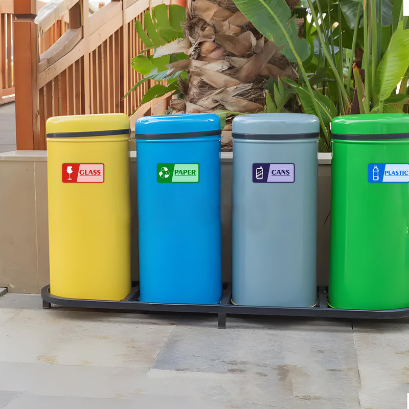 4PCS Recycle Stickers for Trash Bins，Self-Adhesive Waterproof and Fade Resistant Trash and Recycle Stickers, Recycling Labels for Trash Can for Home, Office, Apartment, Hotel, School and Public Area