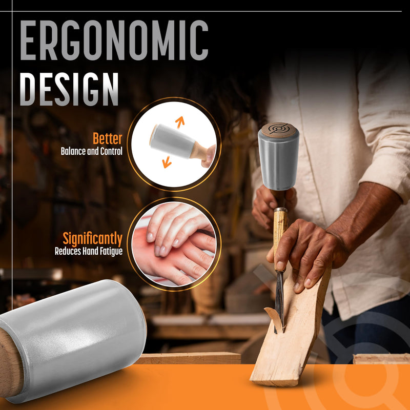 Schaaf Wood Carving Tools 15oz Small Wooden Mallet, Woodworking Rubber Mallet Hammer, Wood Mallet Urethane Head Absorbs Force to Protect Woodworking Tools, Comfortable Ergonomic Wood Hammer Medium White