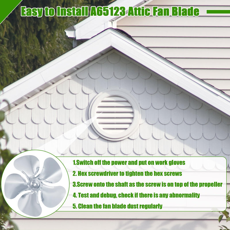 A65123 Attic Exhaust Fan Blade Replacement Propeller 12 Inch Dia. 5 Blade