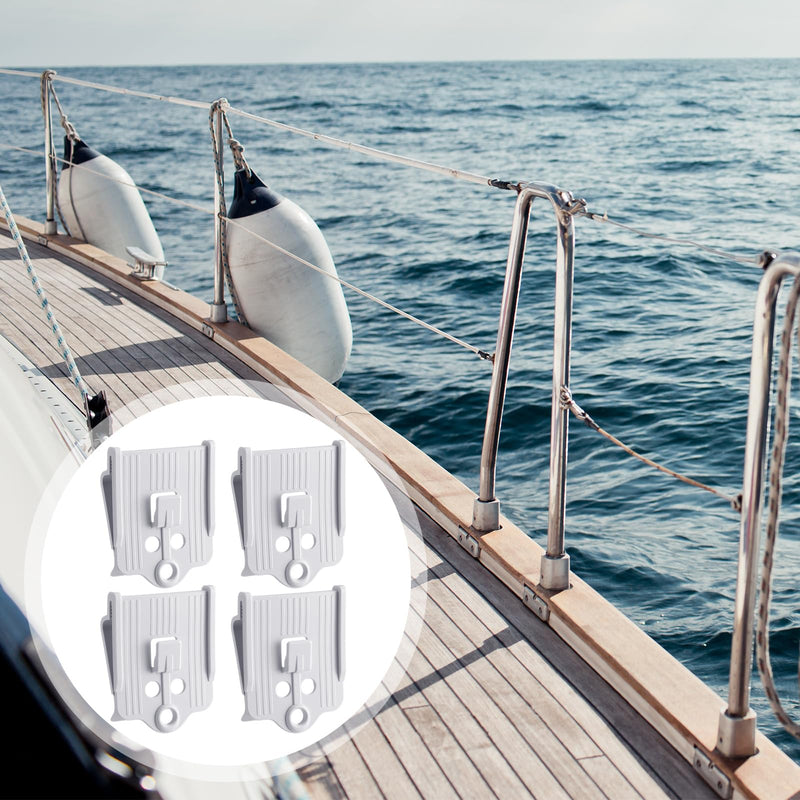 4 Pack Heavy-Duty Marine Boat Fender Clips for Pontoon Docking, Adjustable UV-Resistant PVC Fender Hangers with Three-Eye Design, Quick-Release & Anti-Corrosion Boat Accessories