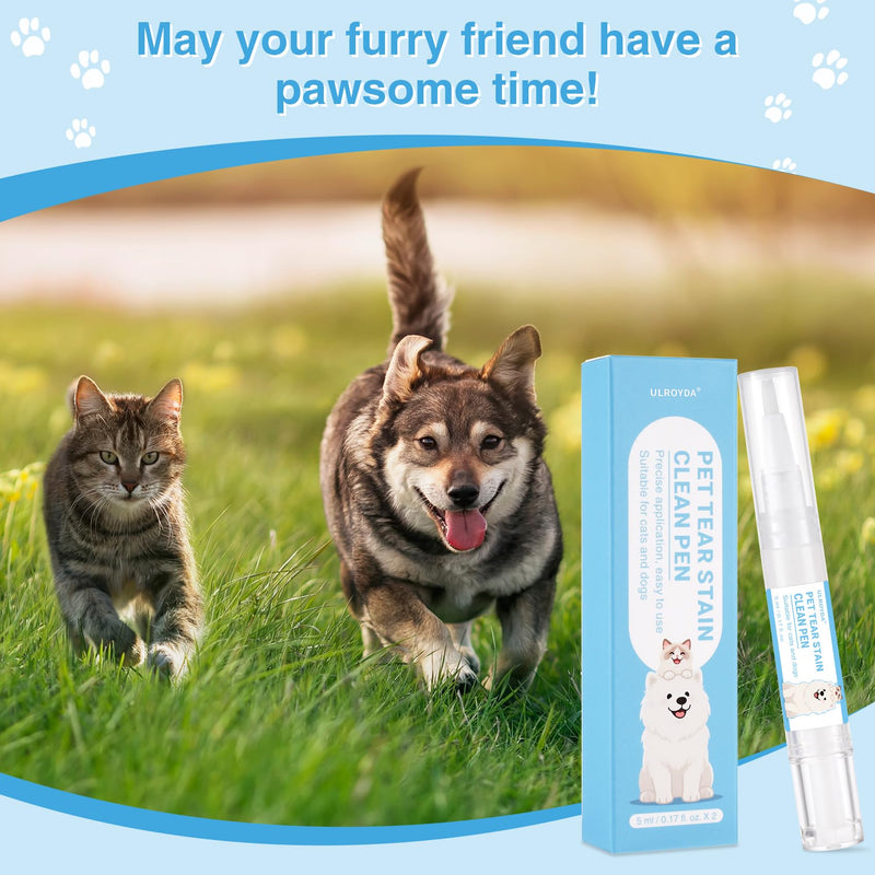 Tear Stain Remover for Dogs & Cats - Aloe Vera & Blueberry Extracts, Dog Eye Cleaner Pen for Discharge & Crust, Natural Plant-Based Pet Tear Stain Remover, Dog Grooming Supplies for Puppy & White Dogs Unscented