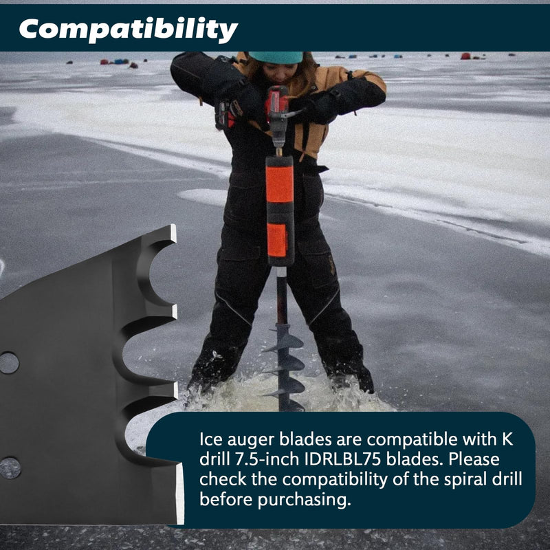 7.5 Inch Ice Auger Replacement Blades Compatible with K-Drill Ice Auger | IDRLBL75 7.5" Ice Auger Blades for K-Drill Stainless Steel Replacement Kit for Smooth & Fast Ice Cutting