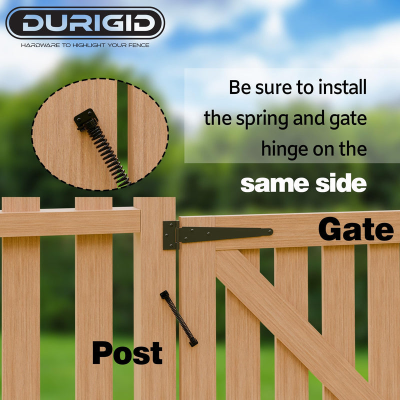 11-1/2" Black Gate Spring Fence Gate Spring Self Closing Outdoor, Fence Gate Springs Fence Gate Spring Closer for Lighter Wood Vinyl Fence, Tension Spring for Gate, 2 Pack