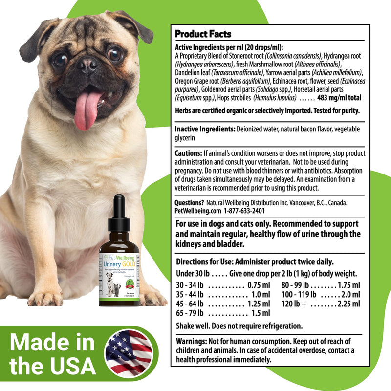 Pet Wellbeing - Urinary Gold for Dogs - Natural Support for Dog Urinary Tract Health 2oz - PawsPlanet Australia