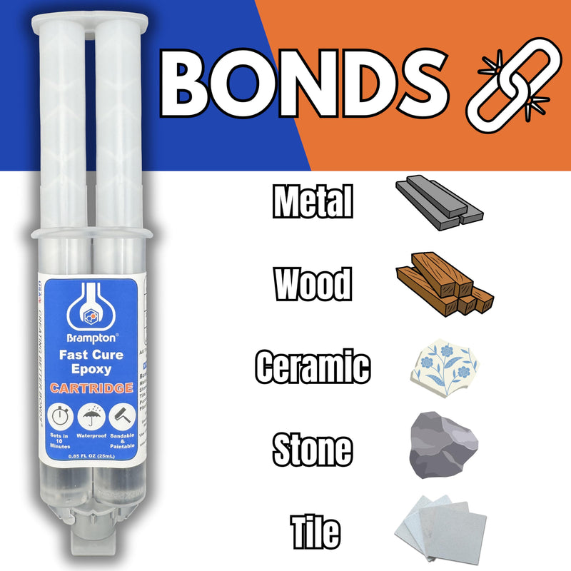 Brampton Fast Cure Epoxy - Epoxy Glue Kit for Metal, Wood, Tile, Most Plastics & More - Sets in 10 Minutes - Strong, Durable, Waterproof, Sandable, and Paintable Epoxy Resin (.85 oz)